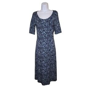 Peruvian Connection Maxi Dress Floral Blue Cotton Blend‎ Size XS